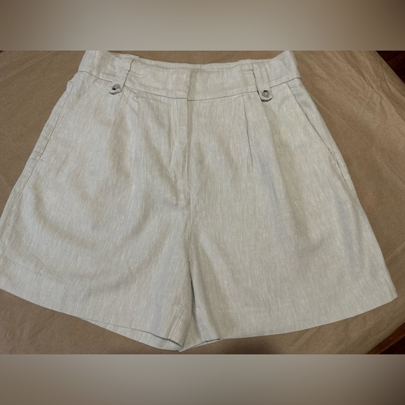 H&M beige linen shorts for women size 8 - Picture 2 of 7